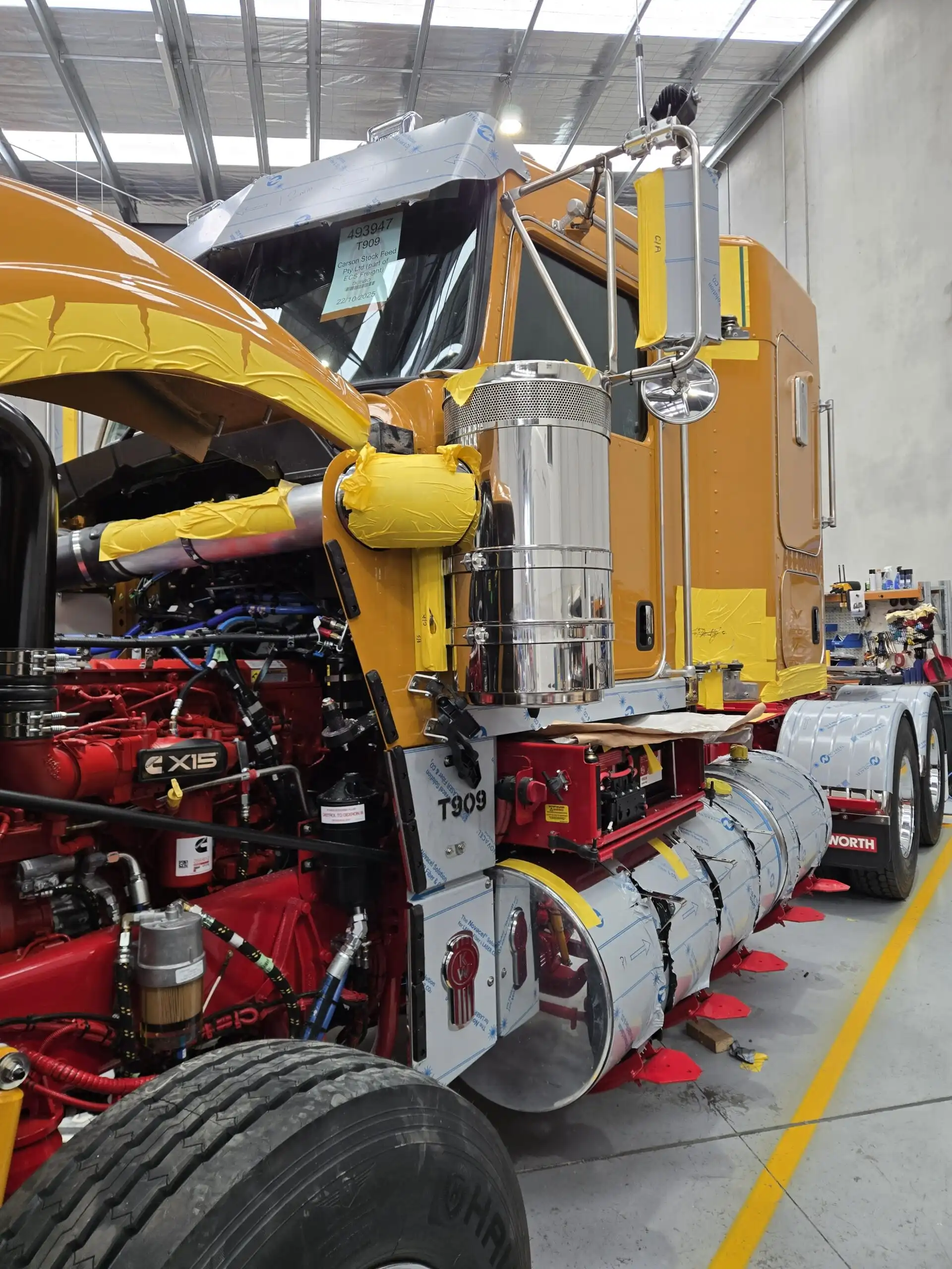 New vehicle parts protection film on prime mover chrome